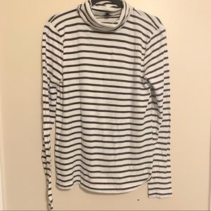 Jcrew black and white striped turtle neck top